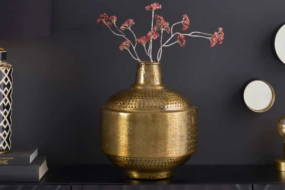 Elegante Vase ORIENT 35cm gold Hammerschlag Design