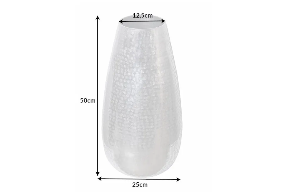 Elegante Vase ORIENT 50cm silber im Grid Hammerschlag Design