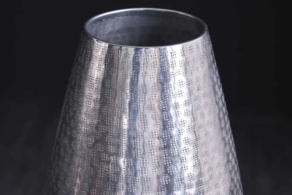 Elegante Vase ORIENT 50cm silber im Grid Hammerschlag Design