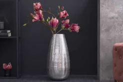 Elegante Vase ORIENT 50cm silber im Grid Hammerschlag Design