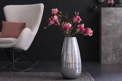 Elegante Vase ORIENT 50cm silber im Grid Hammerschlag Design