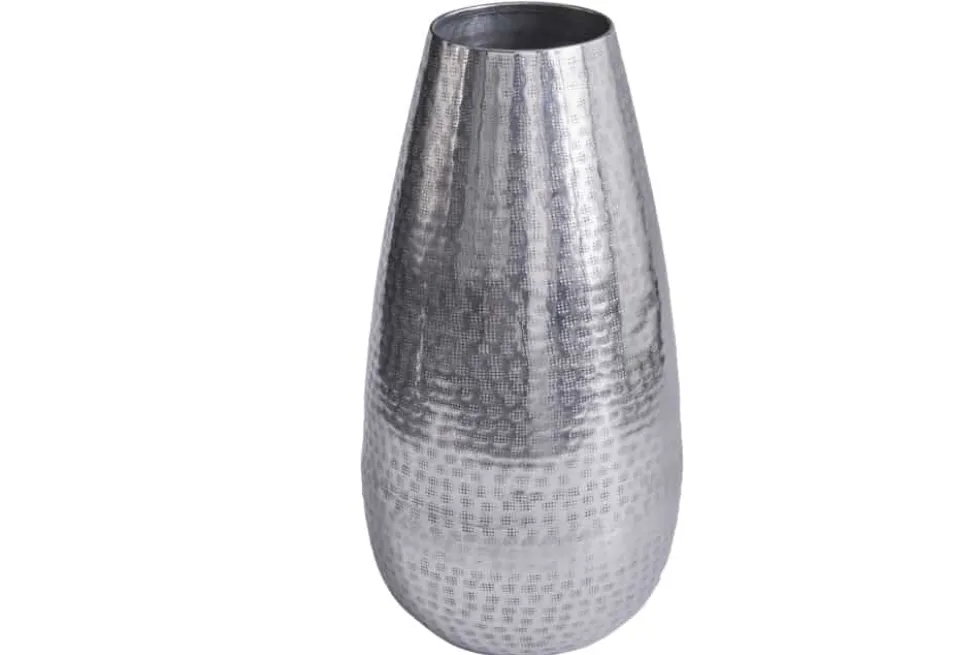 Elegante Vase ORIENT 50cm silber im Grid Hammerschlag Design