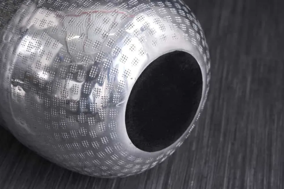 Elegante Vase ORIENT 50cm silber im Grid Hammerschlag Design