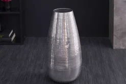 Elegante Vase ORIENT 50cm silber im Grid Hammerschlag Design