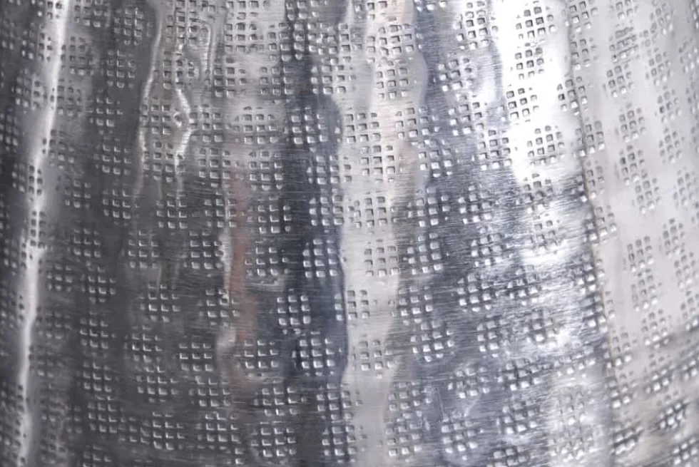 Elegante Vase ORIENT 50cm silber im Grid Hammerschlag Design