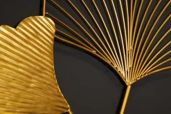 Elegante Wanddeko 3er Set GINKGO 40cm gold in filigraner Blattform