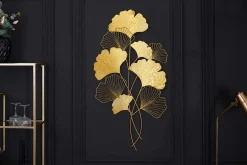 Elegante Wanddeko GINKGO 110cm gold in filigraner Blattform