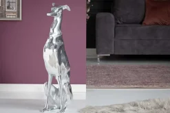 Elegante Windhund Skulptur GREYHOUND 70cm Aluminium Design Figur
