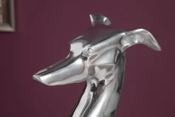 Elegante Windhund Skulptur GREYHOUND 70cm Aluminium Design Figur