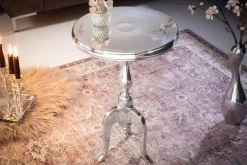 Eleganter Beistelltisch SAVOY 55cm silber poliert Dreibein mit runder Platte
