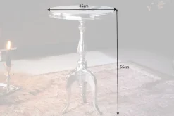 Eleganter Beistelltisch SAVOY 55cm silber poliert Dreibein mit runder Platte