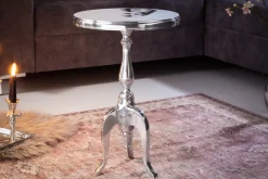 Eleganter Beistelltisch SAVOY 55cm silber poliert Dreibein mit runder Platte
