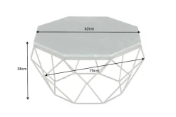 Eleganter Couchtisch DIAMOND 70cm grün messing mit Marmorplatte