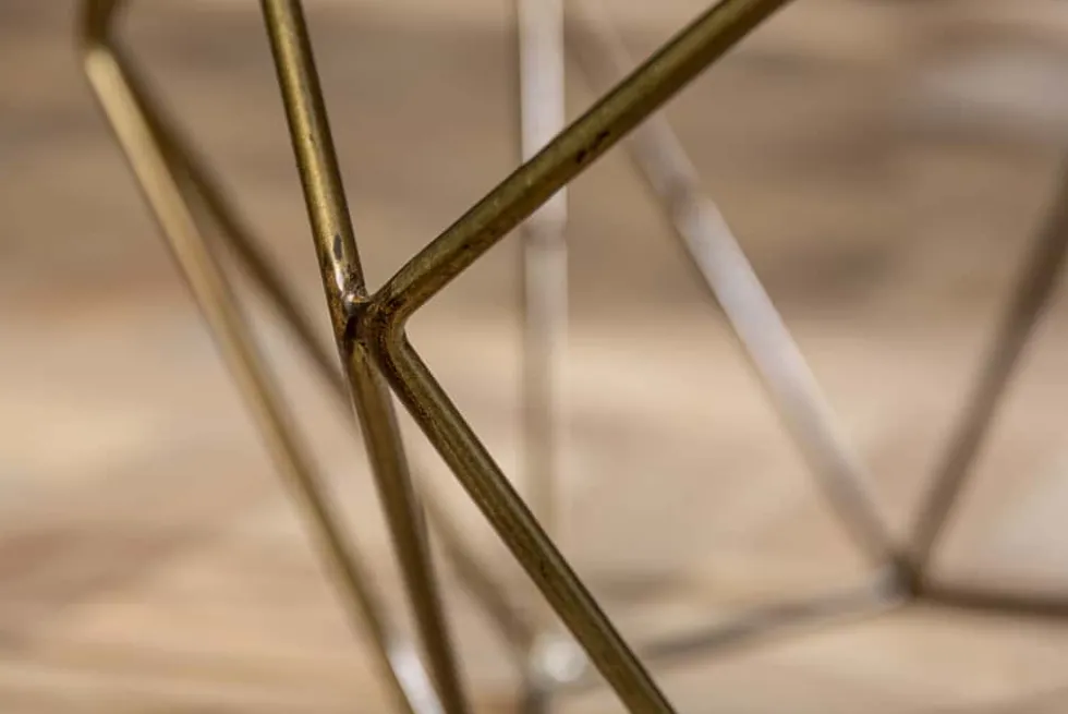 Eleganter Couchtisch DIAMOND 70cm grün messing mit Marmorplatte