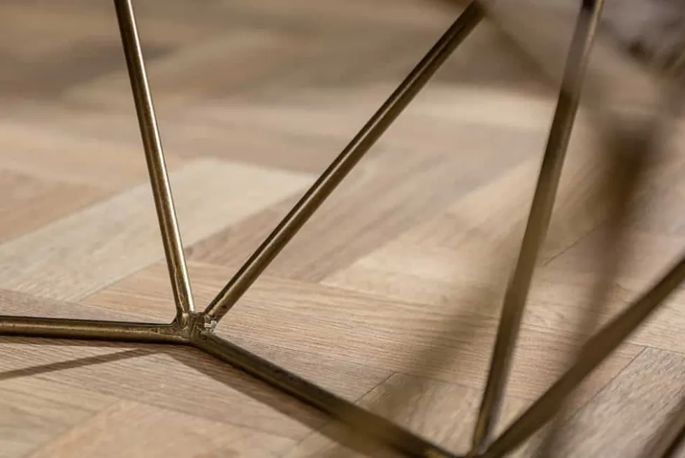 Eleganter Couchtisch DIAMOND 70cm grün messing mit Marmorplatte