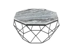 Eleganter Couchtisch DIAMOND 70cm grau schwarz mit Marmorplatte