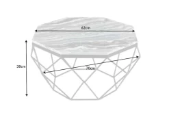 Eleganter Couchtisch DIAMOND 70cm grau schwarz mit Marmorplatte