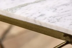 Eleganter Couchtisch DIAMOND 70cm weiß messing mit Marmorplatte