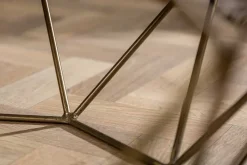 Eleganter Couchtisch DIAMOND 70cm weiß messing mit Marmorplatte