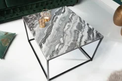 Eleganter Couchtisch ELEMENTS 50cm grau mit polierter Marmor-Platte