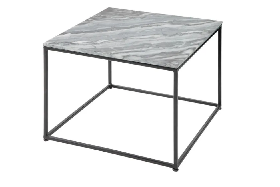 Eleganter Couchtisch ELEMENTS 50cm grau mit polierter Marmor-Platte