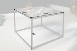 Eleganter Couchtisch ELEMENTS 50cm grau mit polierter Marmor-Platte