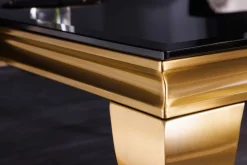 Eleganter Couchtisch MODERN BAROCK 100cm schwarz Opalglas goldene Beine