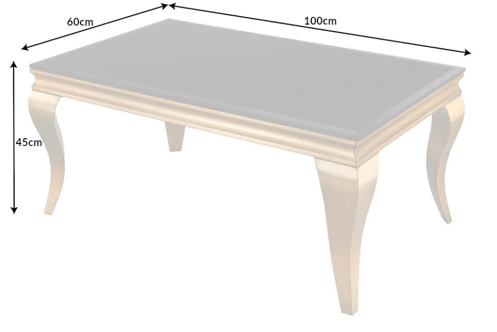 Eleganter Couchtisch MODERN BAROCK 100cm schwarz Opalglas goldene Beine