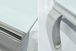 Eleganter Design Esstisch MODERN BAROCK 200cm weiß Edelstahl Opalglas Tischplatte