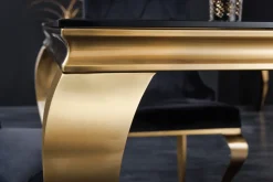 Eleganter Design Esstisch MODERN BAROCK 200cm schwarz gold Edelstahl Opalglas Tischplatte