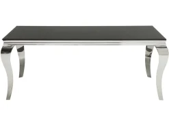 Eleganter Design Esstisch MODERN BAROCK 200cm schwarz Edelstahl Opalglas Tischplatte
