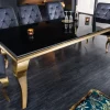 Eleganter Design Esstisch MODERN BAROCK 180cm schwarz gold Edelstahl Opalglas Tischplatte