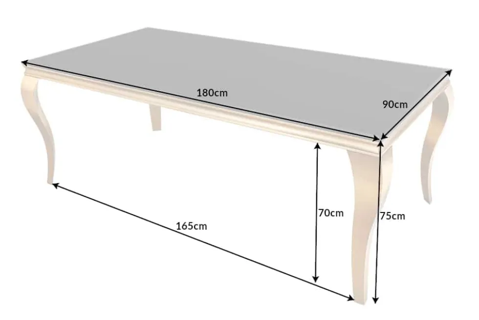 Eleganter Design Esstisch MODERN BAROCK 180cm schwarz gold Edelstahl Opalglas Tischplatte