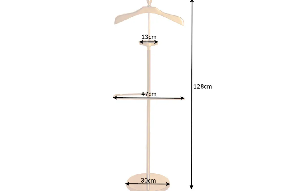 Eleganter Herrendiener VALET 128cm gold Aluminium Kleiderhaken Garderobenständer