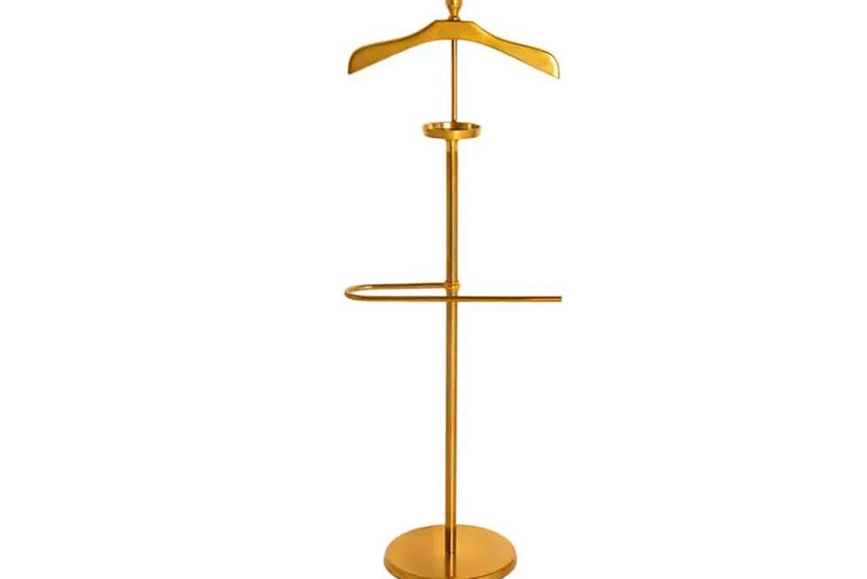Eleganter Herrendiener VALET 128cm gold Aluminium Kleiderhaken Garderobenständer