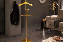 Eleganter Herrendiener VALET 128cm gold Aluminium Kleiderhaken Garderobenständer