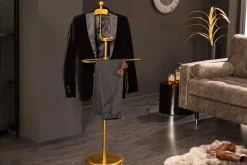 Eleganter Herrendiener VALET 128cm gold Aluminium Kleiderhaken Garderobenständer