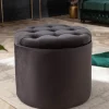 Eleganter Hocker MODERN BAROCK 50cm schwarz Samt Aufbewahrungkorb
