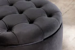 Eleganter Hocker MODERN BAROCK 50cm schwarz Samt Aufbewahrungkorb