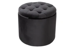 Eleganter Hocker MODERN BAROCK 50cm schwarz Samt Aufbewahrungkorb