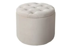 Eleganter Hocker MODERN BAROCK 50cm champagner beige Samt Aufbewahrungkorb