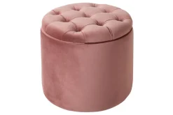 Eleganter Hocker MODERN BAROCK 50cm altrosa Samt Aufbewahrungkorb
