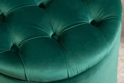 Eleganter Hocker MODERN BAROCK 50cm dunkelgrün Samt Aufbewahrungkorb