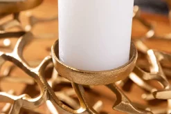 Eleganter Kerzenhalter ABSTRACT 38cm gold Kranz aus Ästen für 4 Kerzen
