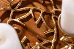 Eleganter Kerzenhalter ABSTRACT 38cm gold Kranz aus Ästen für 4 Kerzen
