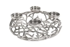Eleganter Kerzenhalter ABSTRACT 38cm silber Kranz aus Ästen für 4 Kerzen
