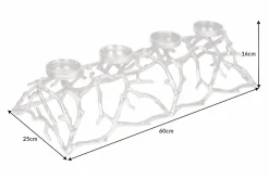 Eleganter Kerzenhalter ABSTRACT 60cm silber für 4 Kerzen