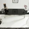 Eleganter Konsolentisch MODERN BAROCK 145cm schwarz Opalglas Edelstahlbeine