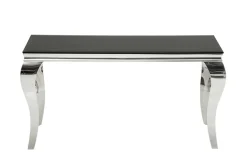 Eleganter Konsolentisch MODERN BAROCK 145cm schwarz Opalglas Edelstahlbeine