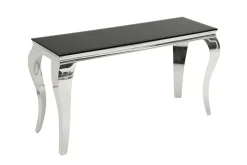 Eleganter Konsolentisch MODERN BAROCK 145cm schwarz Opalglas Edelstahlbeine